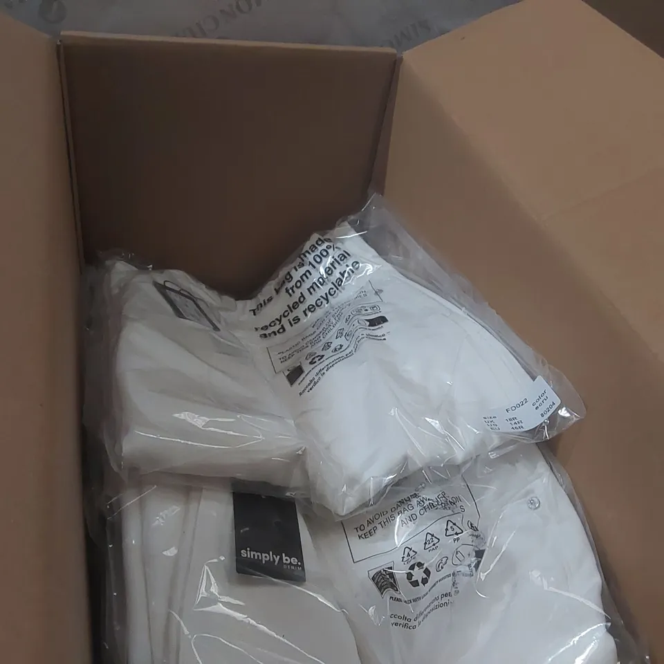 BOX CONTAINING APPROXIMATELY 14x BRAND NEW SIMPLY BE ECRU WIDE LEG JEANS - SIZE 18R