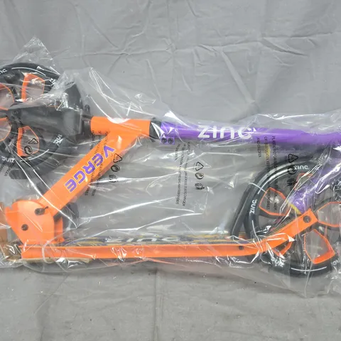BOXED ZINZ BIG WHEELED FOLDING VERGE SCOOTER (ORANGE & PURPLE)