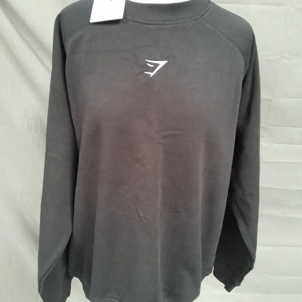 GYMSHARK TRAINING OVERSIZED FLEECE SWEATSHIRT IN BLACK - S OVERSIZED