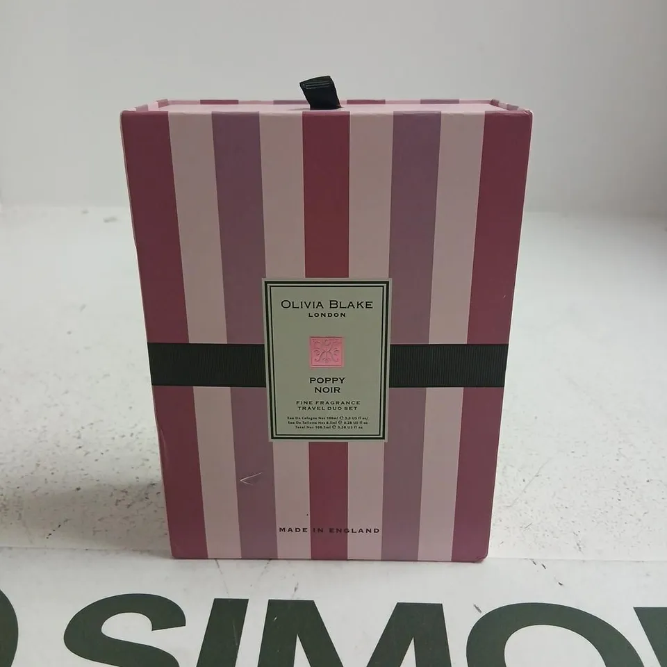 BOXED OLIVIA BLAKE LONDON POPPY NOIR FINE FRAGRANCE TRAVEL DUO SET 