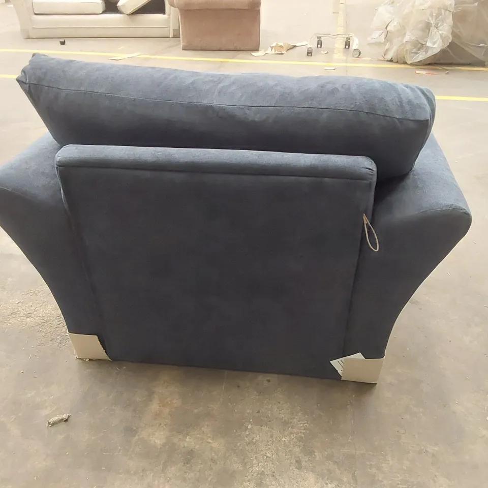 QUALITY DESIGNER DURY FABRIC UPHOLSTERED ARMCHAIR - BLUE