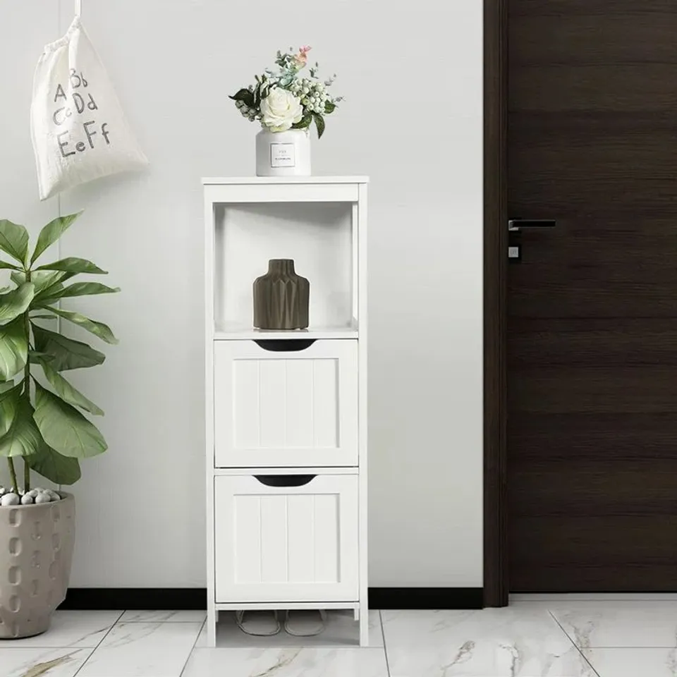 BOXED YAHEETECH 89cm HEIGHT FREESTANDING CABINET - WHITE (1 BOX)