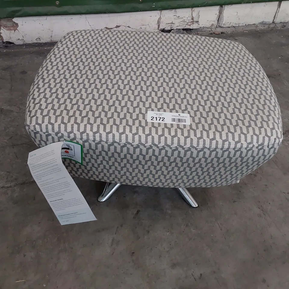 QUALITY BRITISH DESIGNER LOUNGE Co. JACKSON FOOTSTOOL GREY GEOM FABRIC