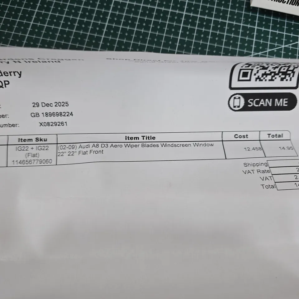 UNIVERSAL 22" FLAT-FRONT WINDSCREEN WIPER BLADES – SET OF 2 (IG22)