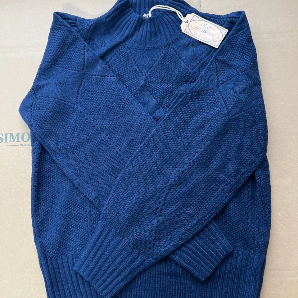 FATFACE LARA POINTELLE JUMPER IN NAVY SIZE UK10