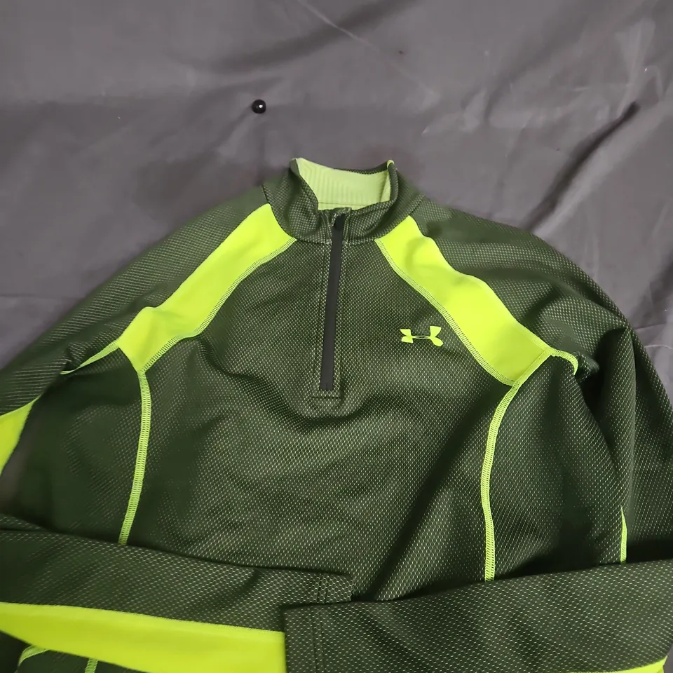 UNDER ARMOUR COLDGEAR FITTED TOP – MEN’S GREEN/BLACK, M