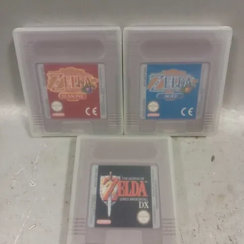 3 NINTENDO GAMEBOY THE LEGEND OF ZELDA GAMES TO INCLUDE LINK'S AWAKENING DX, ORACLE OF AGES, ORACLE OF SEASONS