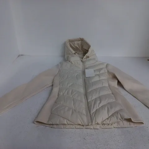 ZARA BEIGE PUFFER JACKET, HOODED, SIZE S