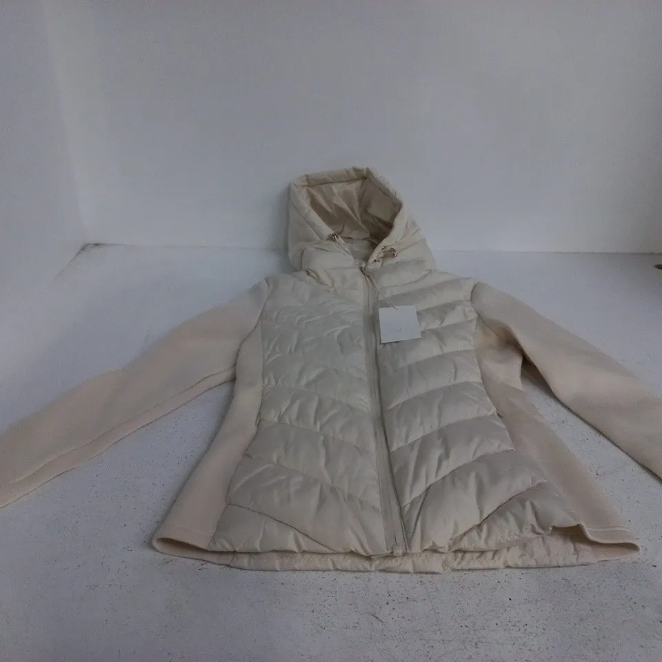ZARA BEIGE PUFFER JACKET, HOODED, SIZE S