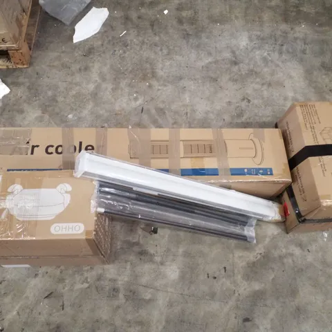 PALLET CONTAINING ASSORTED PRODUCTS INCLUDING AIR COOLER, BOOSTER SEAT, ROLLER BLIND, POOL CUE & PLAYPEN