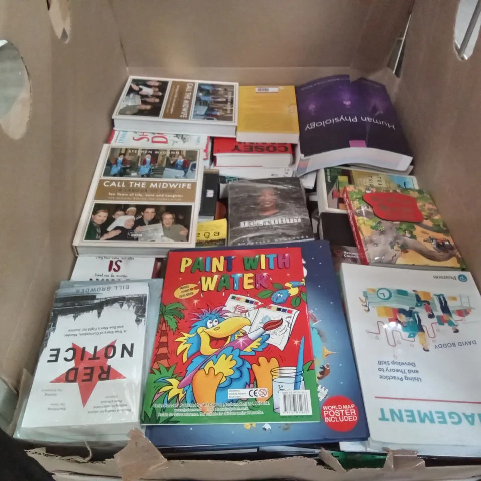 CAGE OF ASSORTED BOOKS BY MARGARET ATWOOD, TOM HINDLE, ALEXANDRA BEBEDICT, VALENTINE LOW, RICK GANNON, STEPHEN POGANY 