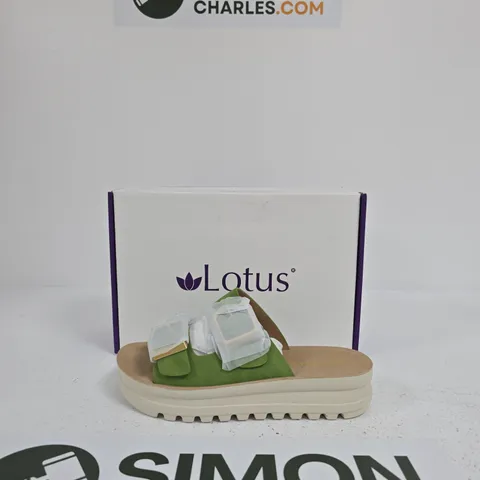LOTUS WOMEN'S SANDALS - GREEN STRAP, BEIGE SOLE SIZE EU 39