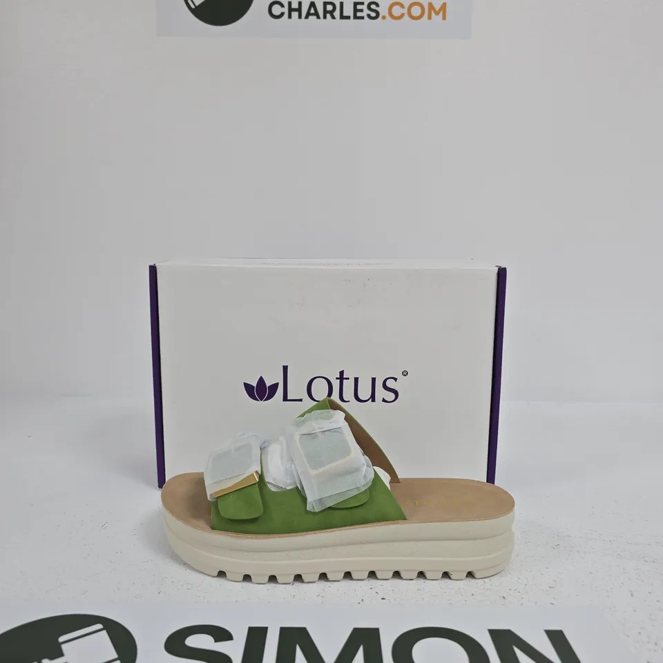 LOTUS WOMEN'S SANDALS - GREEN STRAP, BEIGE SOLE SIZE EU 39