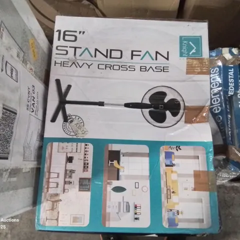 BOXED KNIGHT HOMEWARE 16" OSCILLATING STAND FAN WITH HEAVY CROSS BASE 