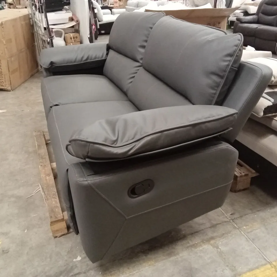 SEVILLE 3 SEATER RECLINER SOFA, GREY PREMIUM FAUX LEATHER