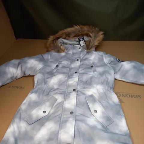 PINDYDOLL JUNIOR FAITH PARKA GREY TIE DYE PRINT SIZE 10-11 YEARS