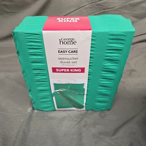 EASY CARE SEERSUCKER DUVET SET IN SUPER KING GREEN