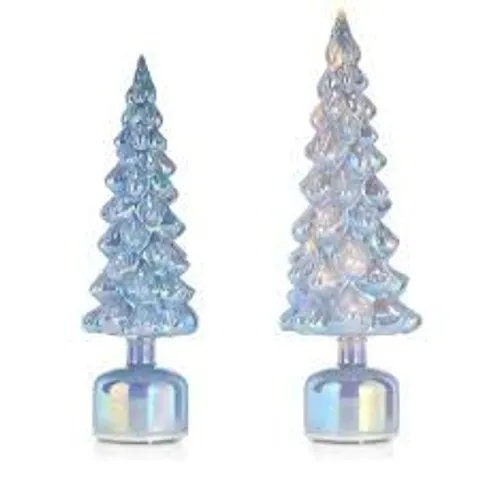 HOME STORIES PRE LIT SET OF 2 ROTATING GLASS CHRISTMAS TREE