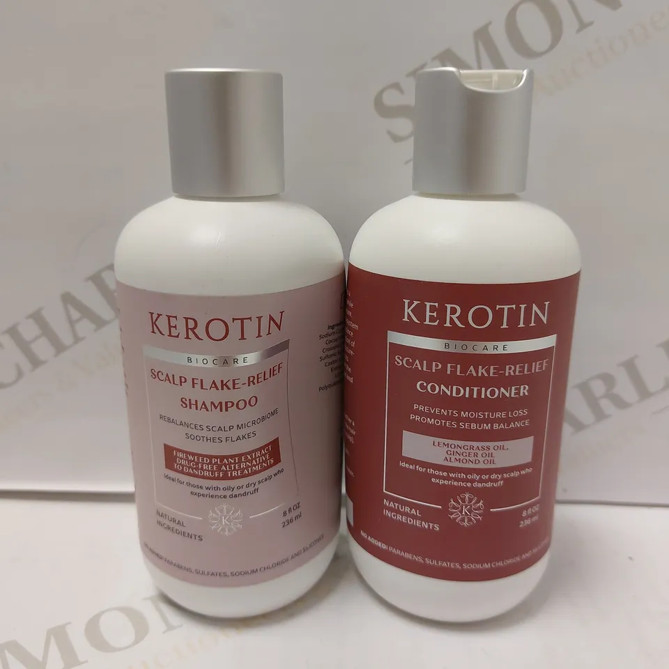 LOT OF 2 KEROTIN BIOCARE SCALP FLAKE-RELIEF SHAMPOO 236ML & CONDITIONER 236ML