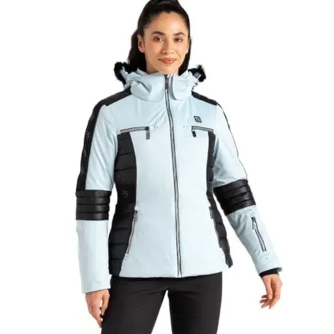 APPROXIMATELY 8 BRAND NEW DARE2B WOMENS ENLIGHTEN SKI JACKET, QUIET BLUE BLACK