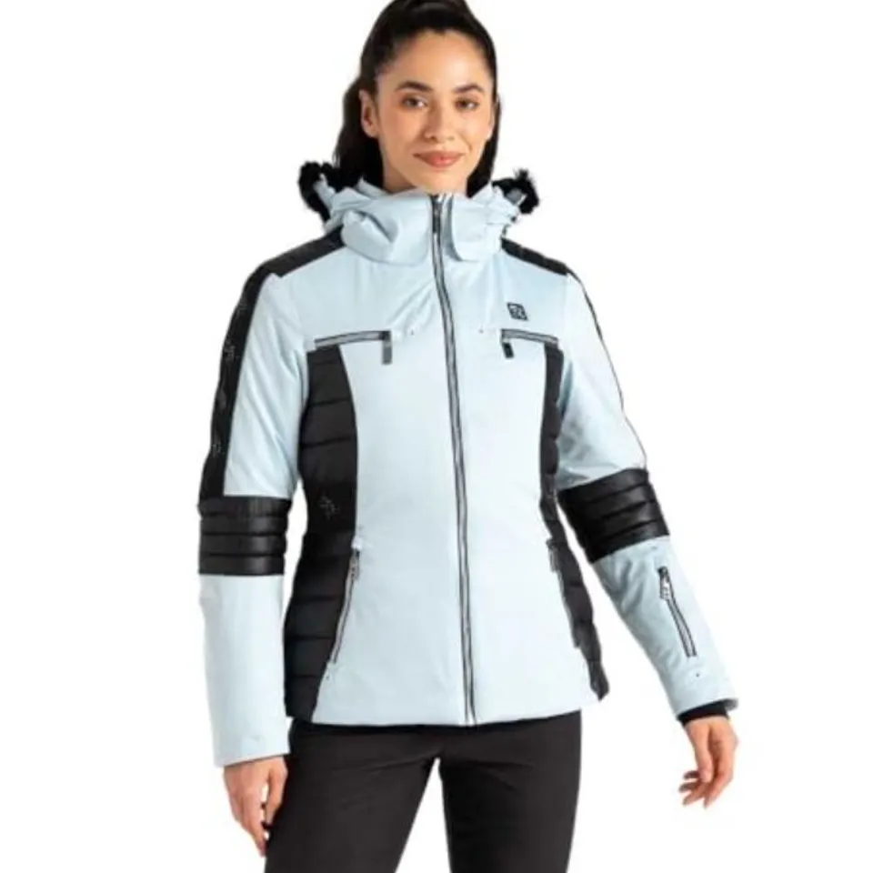 APPROXIMATELY 8 BRAND NEW DARE2B WOMENS ENLIGHTEN SKI JACKET, QUIET BLUE BLACK