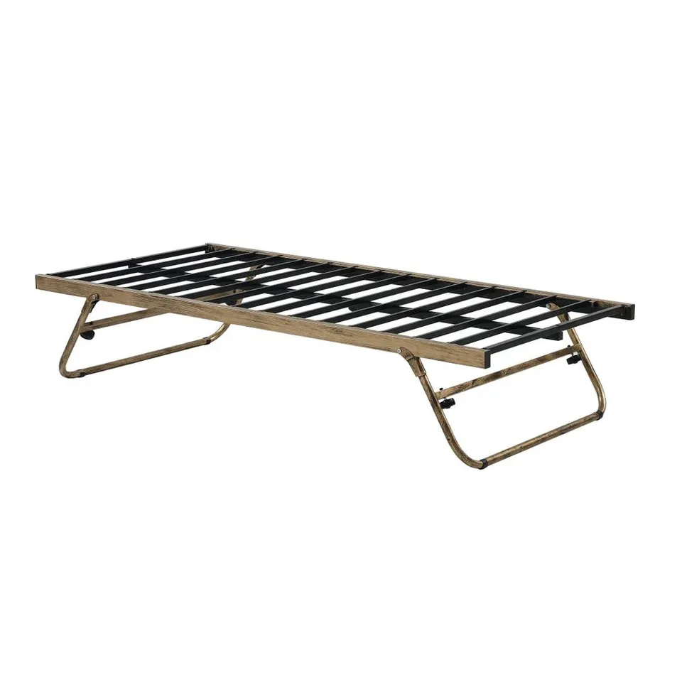 BOXED DESIGNER TRUNDLE BRASS METAL SINGLE BED (1 BOX)