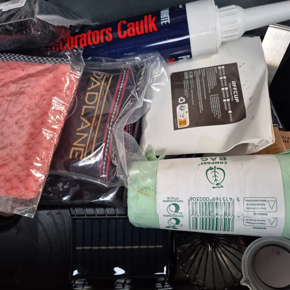 APPROXIMATELY 10 ASSORTED HOUSEHOLD ITEMS TO INCLUDE PERCY THE PENGUIN CRAFT KIT PVA GLUE, ETC