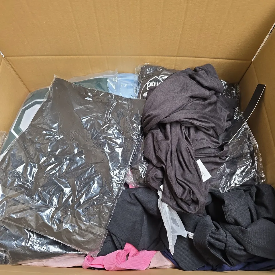 BOX OF 20 ASSORTED ITEMS OF CLOTHING IN VARIOUS SIZES, STYLES AND COLOURS - COLLECTION ONLY  