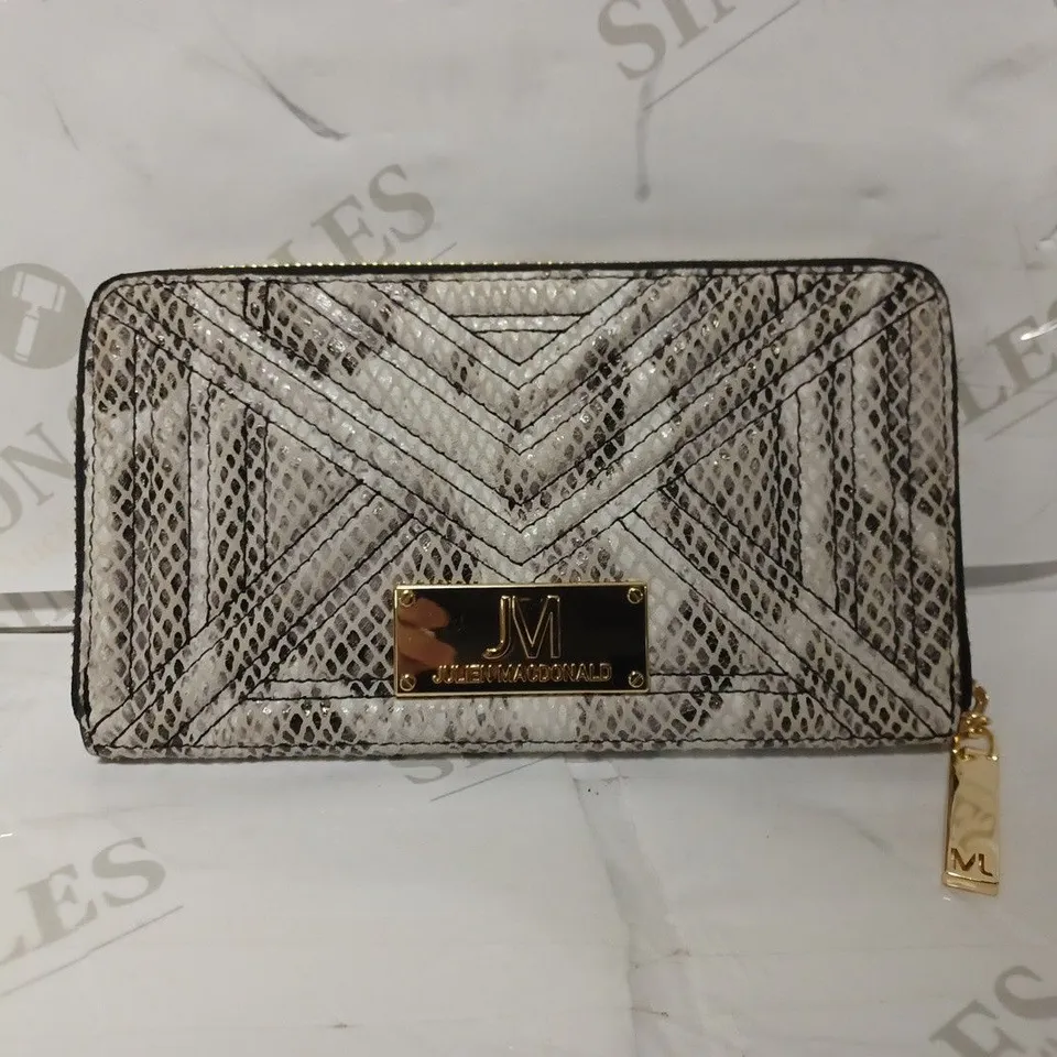 JULIEN MACDONALD LEATHER EFFECT PURSE IN NEUTRAL SNAKE