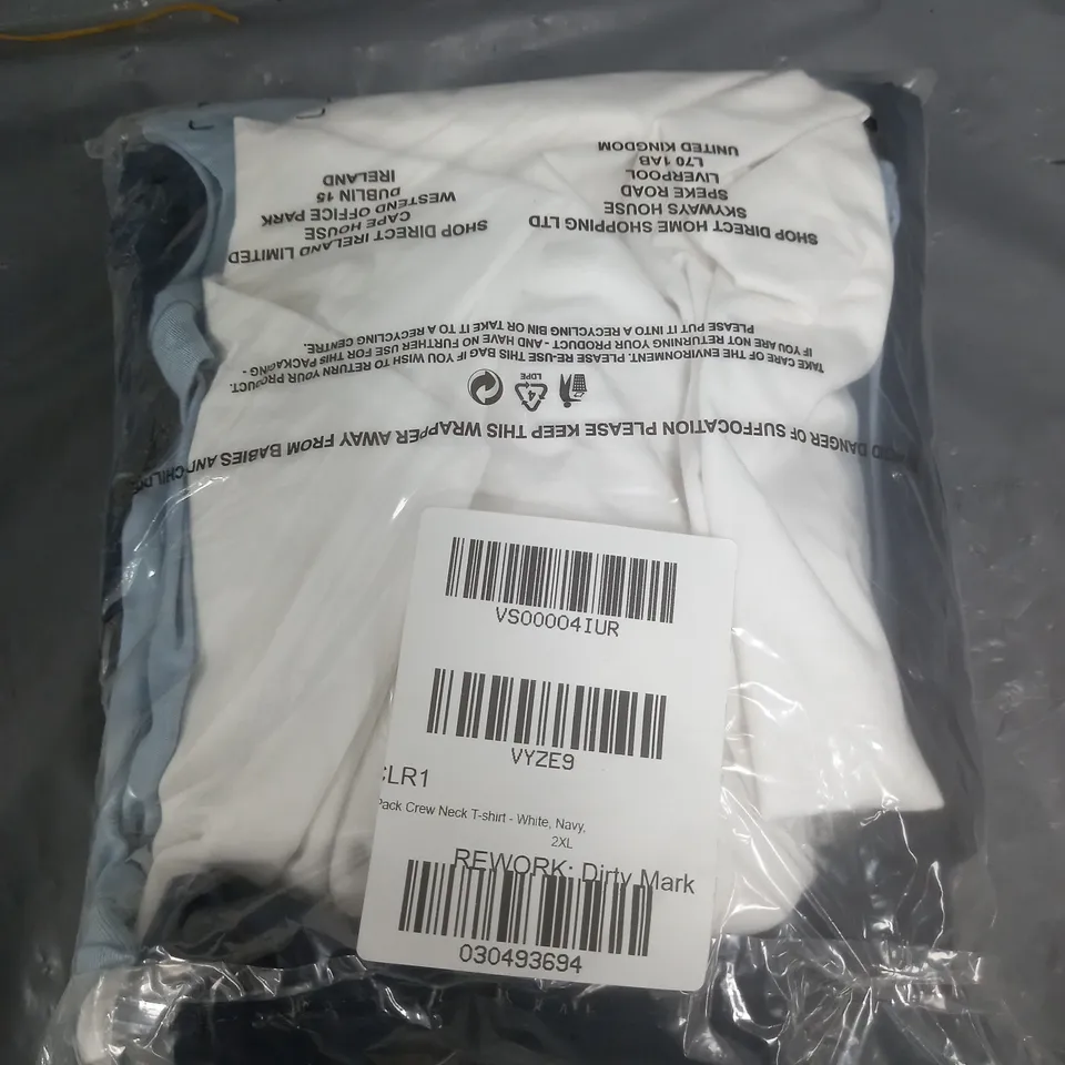 EVERYDAY 3 PACK CREW NECK T-SHIRT - WHITE/NAVY/LIGHT BLUE SIZE 2 XL 