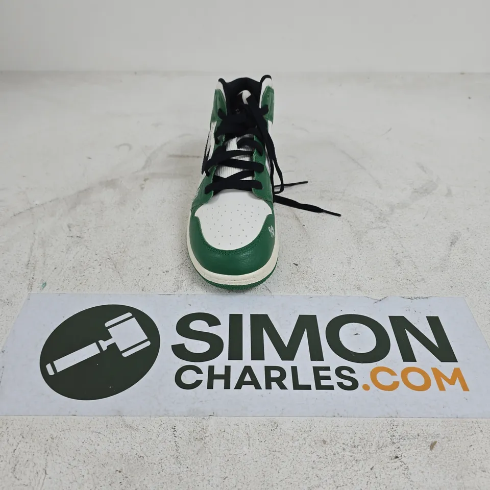 UNBOXED PAIR OF NIKE JORDAN 1 MID SE TRAINERS IN GREEN - US 6.5Y