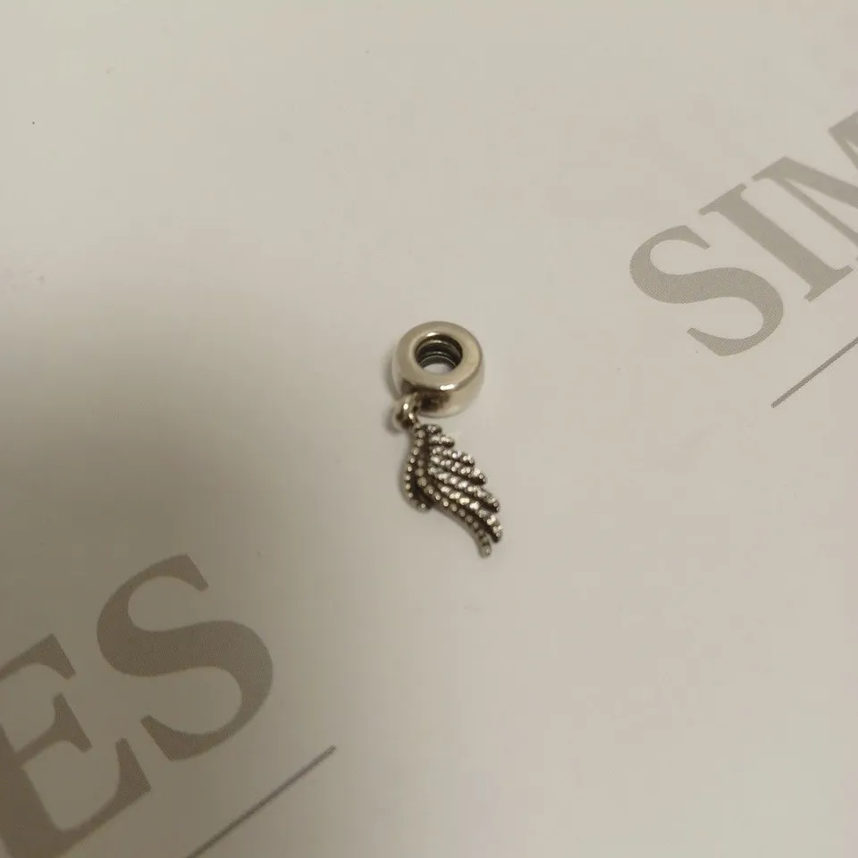 PANDORA SILVER FEATHER ANGEL WING DANGLE CHARM 