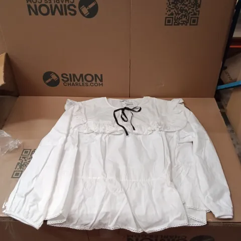 BOXED BRAND NEW APPROXIMATELY 2 SIMPLY BE CONTRAST BOW BLOUSE, WHITE, SIZE 32 (1 BOX)