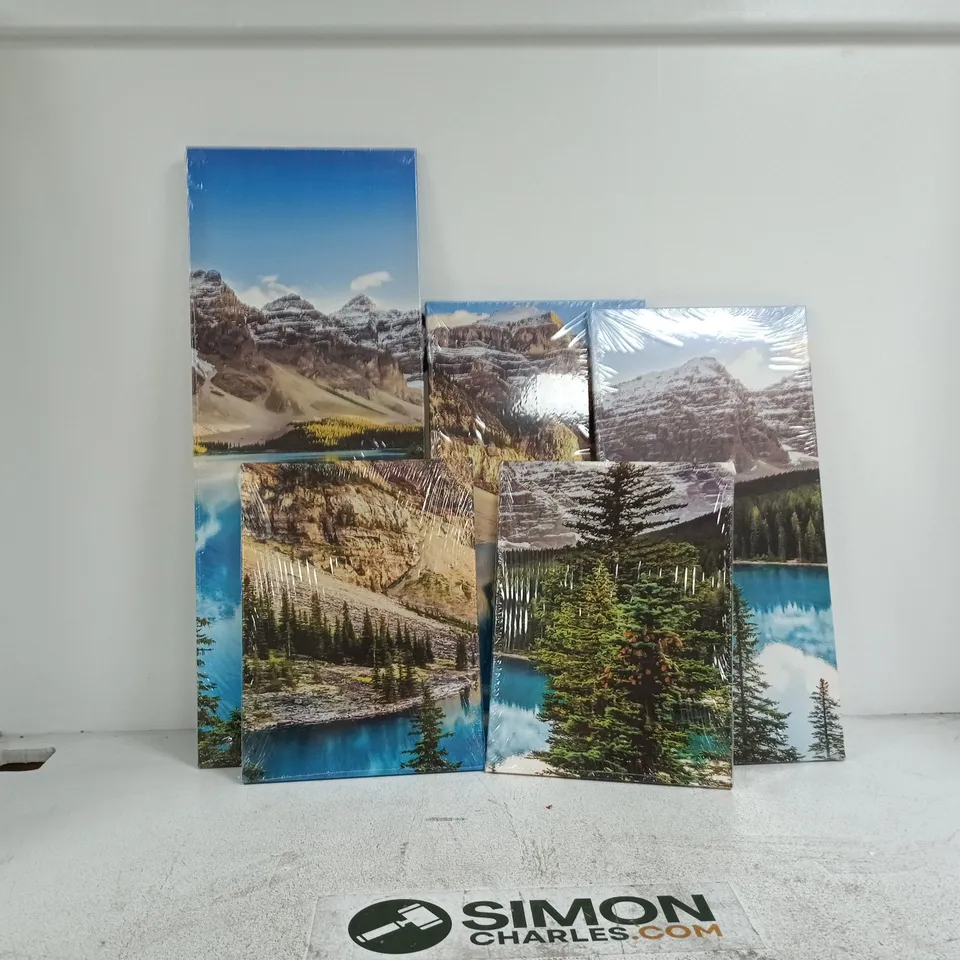 SET OF 5 LANDSCAPE PRINTS ON CANVAS ASSORTED SIZE