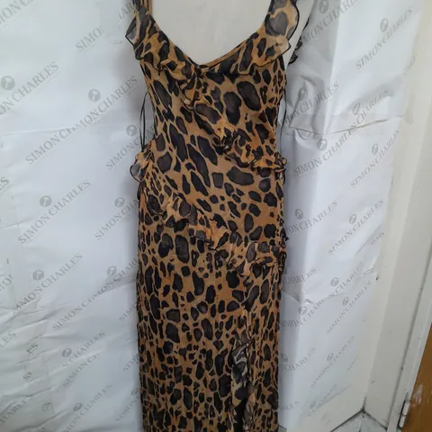 ZARA SLEEVELESS RUFFLE GIRAFFE PRINT MAXI DRESS SIZE M