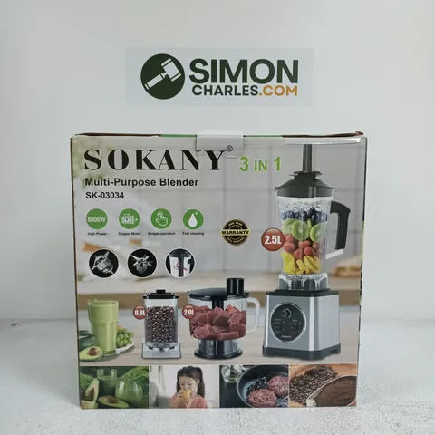 SOKANY 3-IN-1 MULTI-PURPOSE BLENDER SK-03034 β BOXED WITH JARS (2.5L)