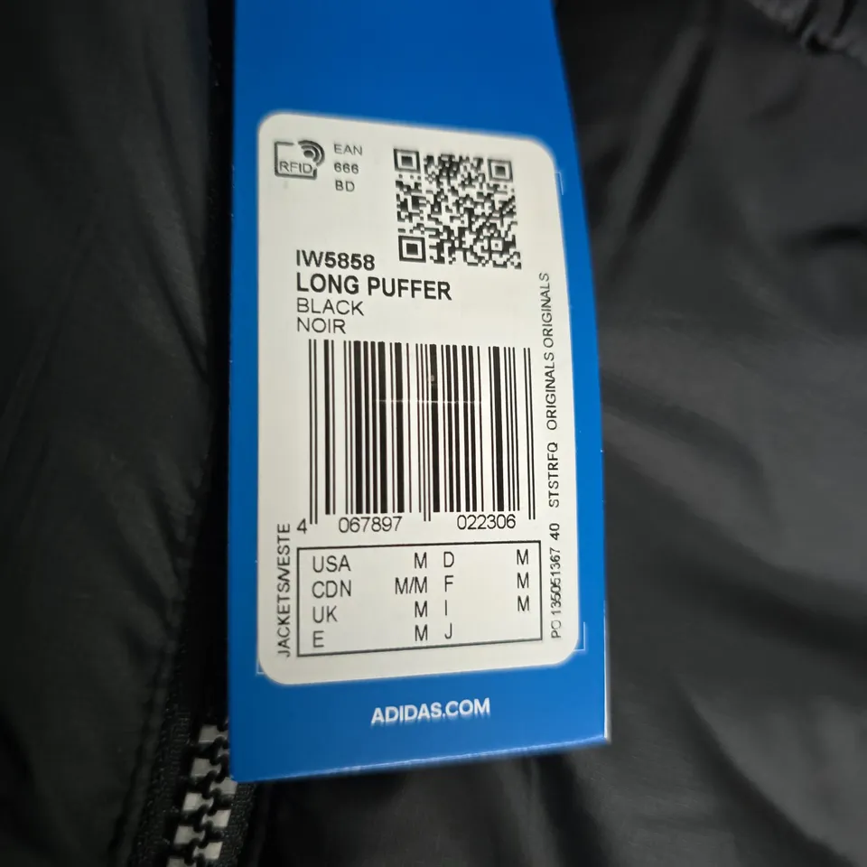 ADIDAS  LONG PUFFER JACKET - BLACK - UK 12-14