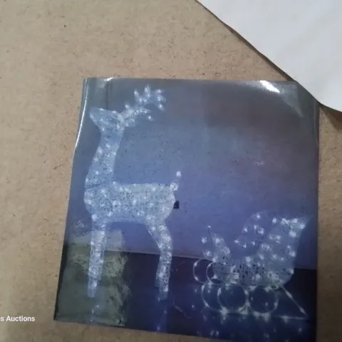 BOXED LARGE OUTDOOR ACRYLIC DEER & SLEIGH LIGHT