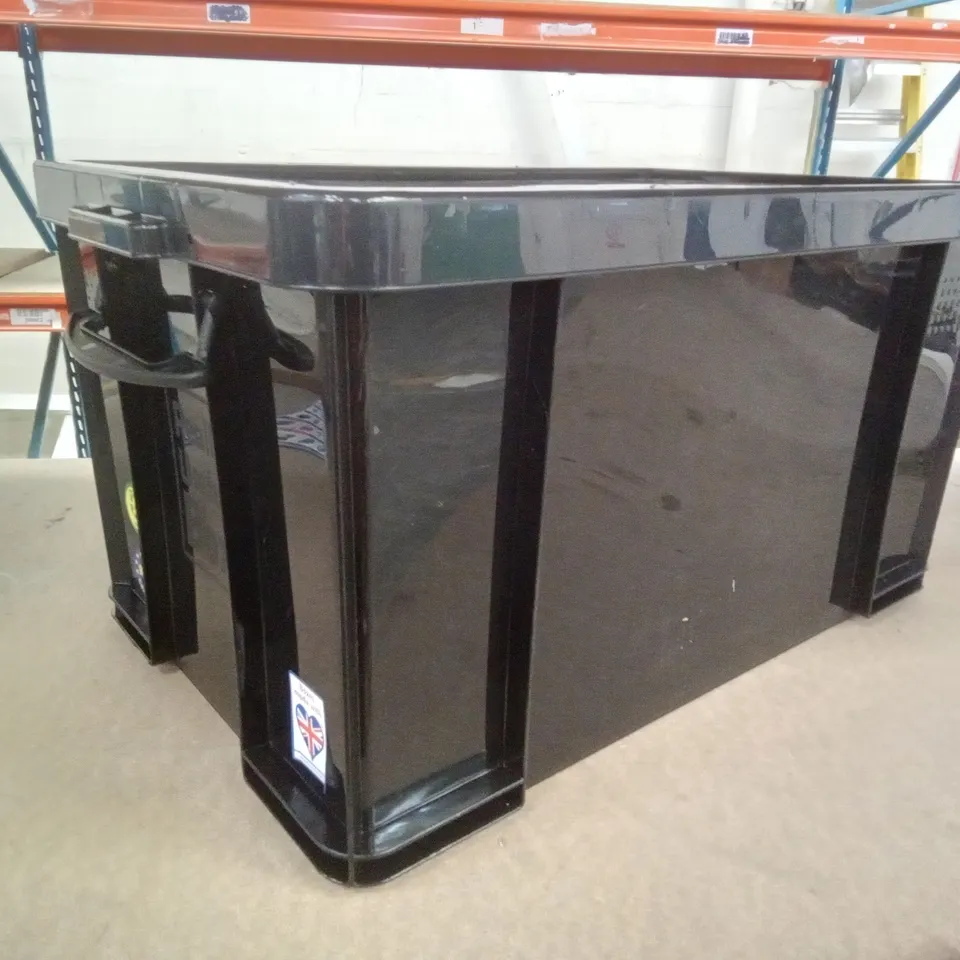 BOXED REALLY USEFUL BOX BLACK PLASTIC STORAGE TUB
