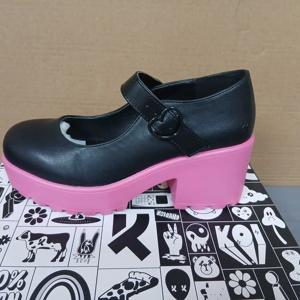 BRAND NEW KOI FOOTWEAR BLACK & PINK PLATFORM MARY JANE SHOES – UK 4