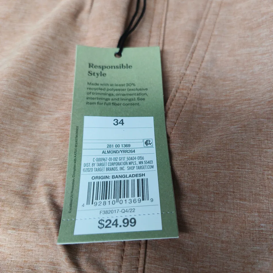 2 X GOODFELLOW AND CO HYBRID SWIM SHORTS ALMOND W34 WITH TAGS