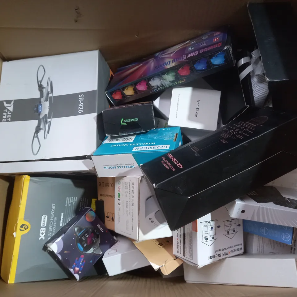 BOX OF APPROX 15 ASSORTED ITEMS TO INCLUDE - NHOWIN SMART NECK MASSAGER - DYNA CALLUS REMOVER KIT - GODOX X1 ECT