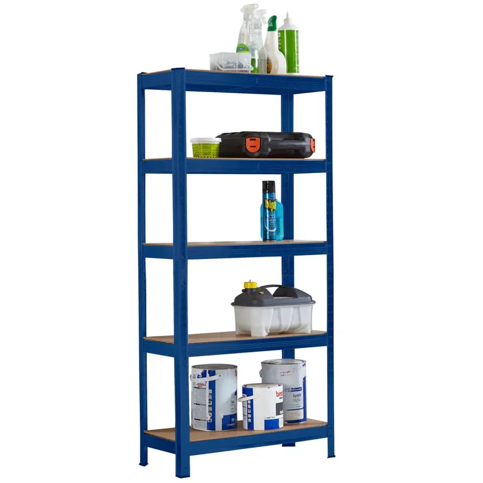 BOXED NEO 5 TIER METAL SHELVING UNIT - BLUE