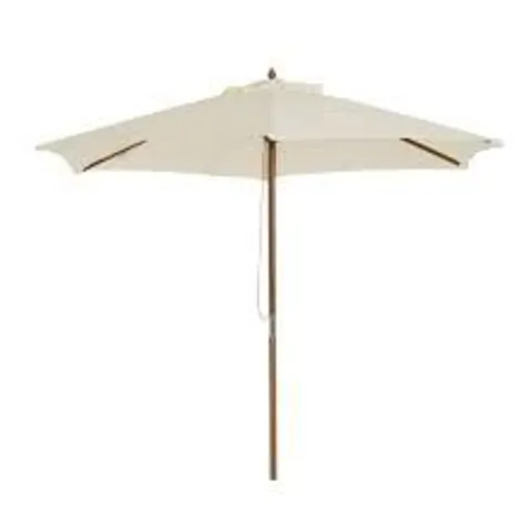 BOXED OUTSUNNY 2.5M WOOD GARDEN PARASOL SUN SHADE PATIO OUTDOOR WOODEN UMBRELLA CANOPY - CREAM WHITE