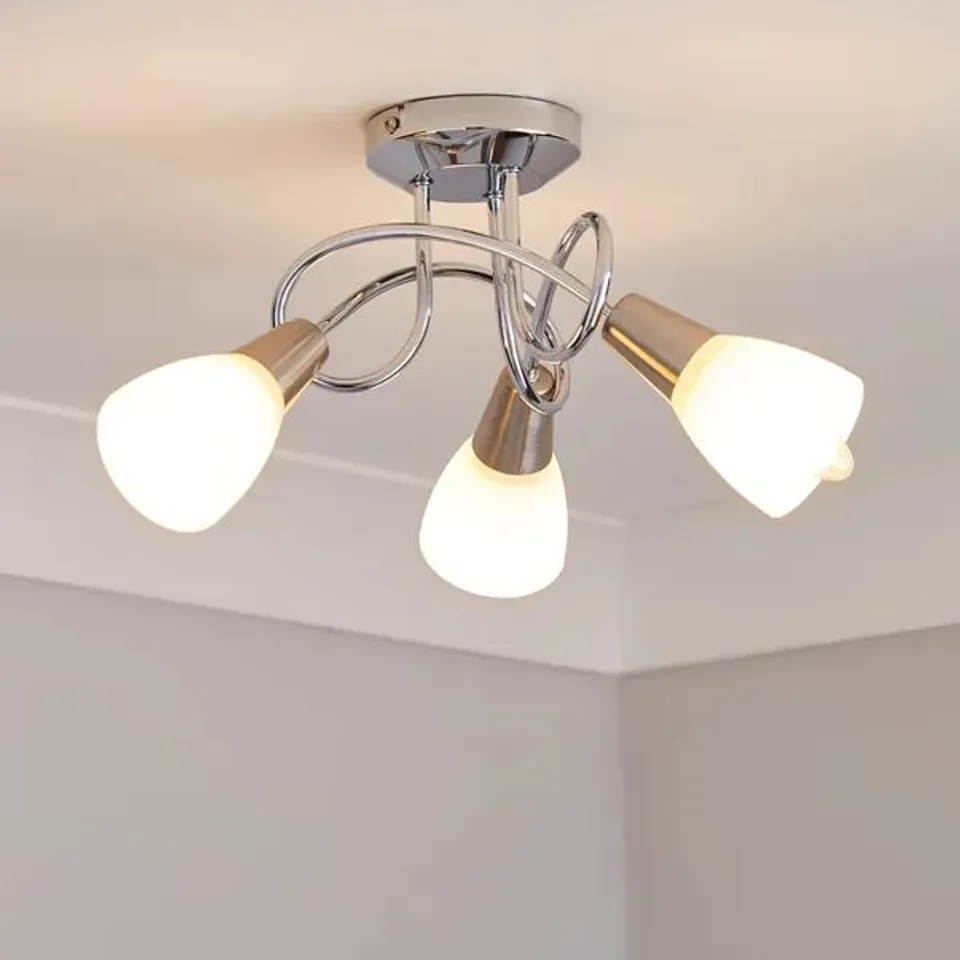 BOXED SMITHSON 3-LIGHT CHROME SEMI FLUSH CEILING LIGHT