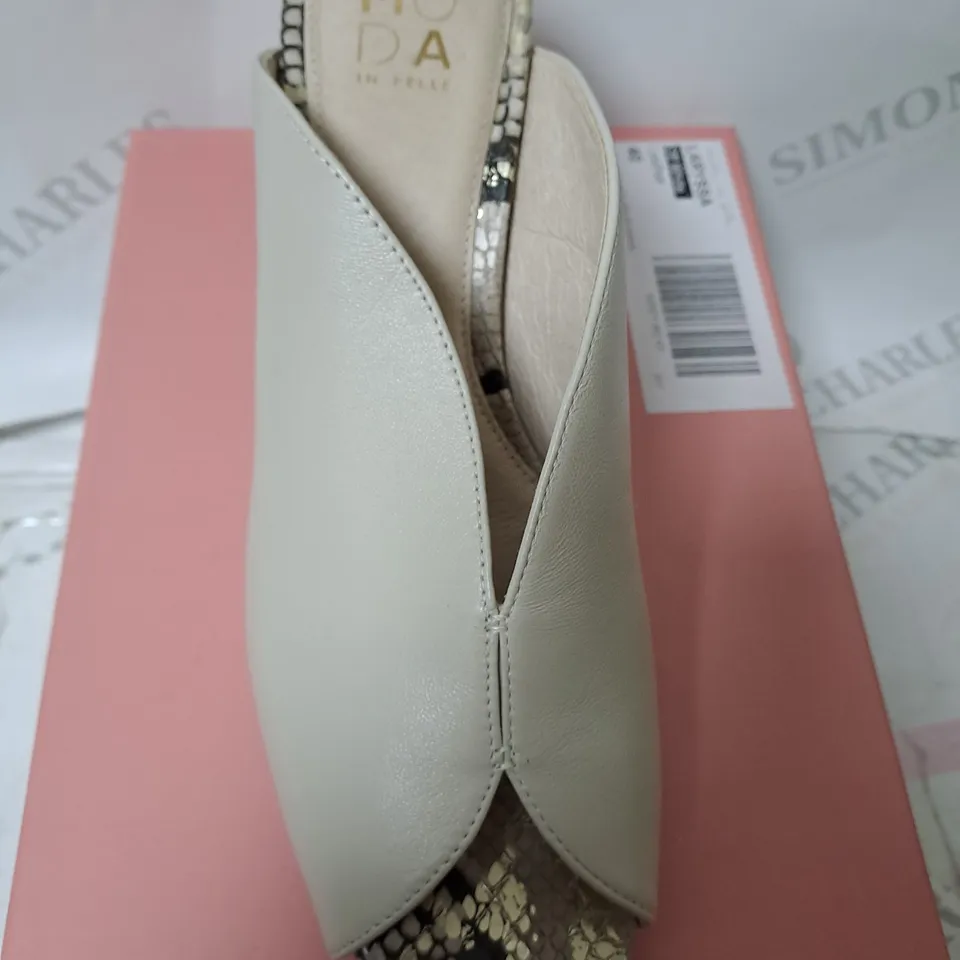 MODA IN PELLE LARYSSA SLIP ON PEEP TOE HEELED SANDAL SIZE 6 OFF WHITE 