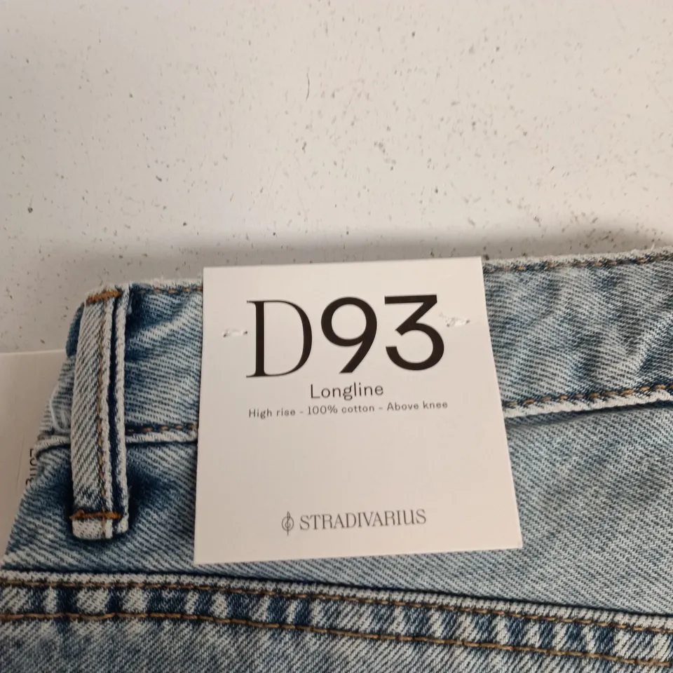STRADIVARIUS LONGLINE DENIM SHORTS – HIGH-RISE, UK 10 (MADE IN EGYPT)