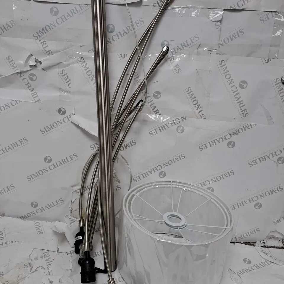 BOXED JOHN LEWIS ANGUS BRUSHED STEEL FLOOR LAMP - COLLECTION ONLY 