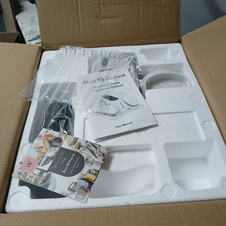 BLISS AND BEYOND STEPFIT PORTABLE ELECTRONIC STEPPER BOXED