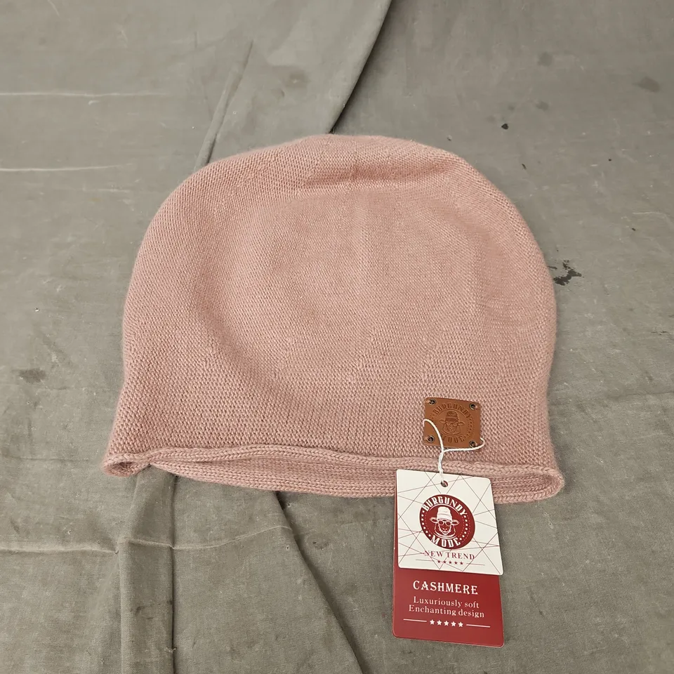 BURGUNDY MODE CASHMERE HAT IN MAUVE ONE SIZE